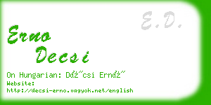 erno decsi business card